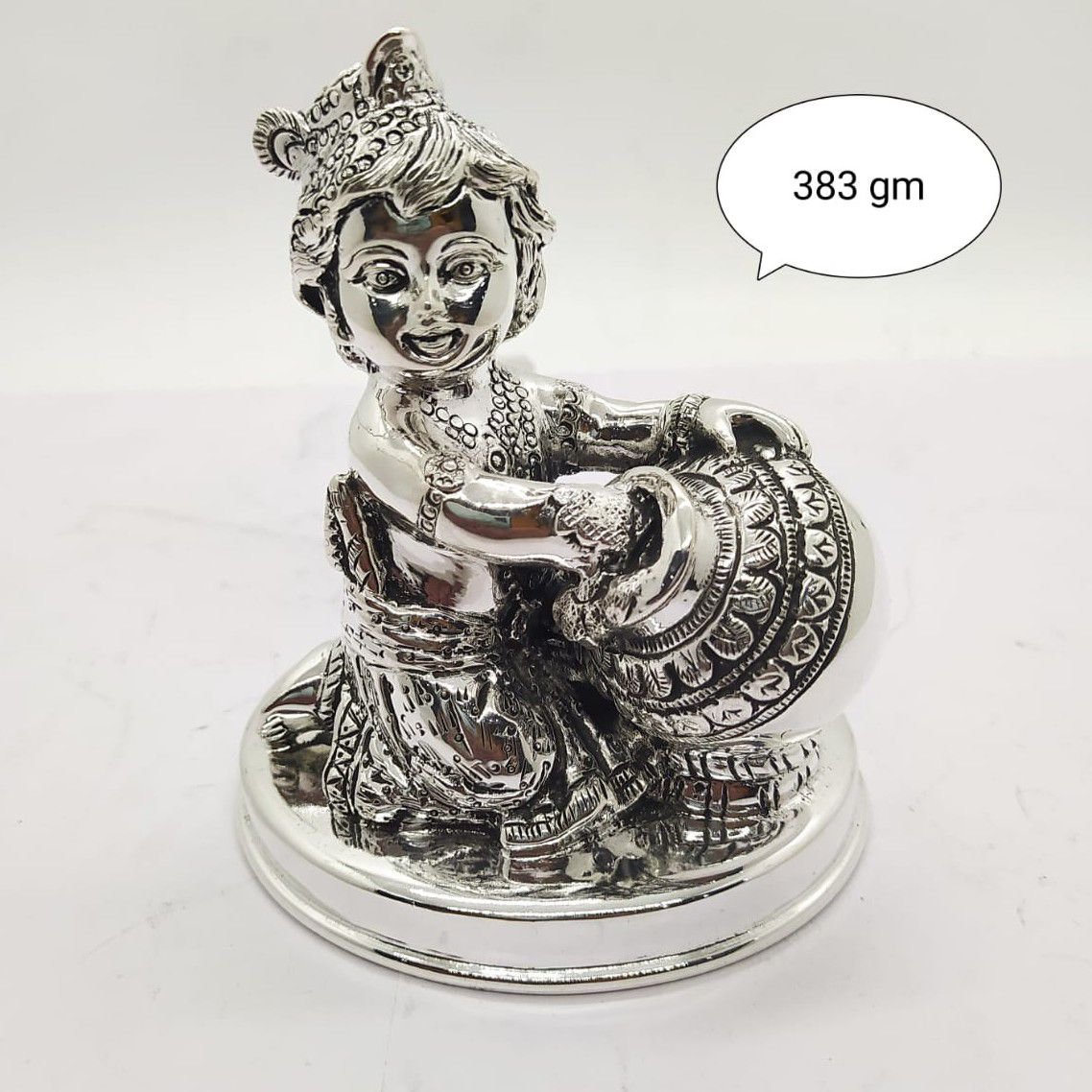 Pure Silver Ladoo Gopal Idol In Antique Finish PO-174-44