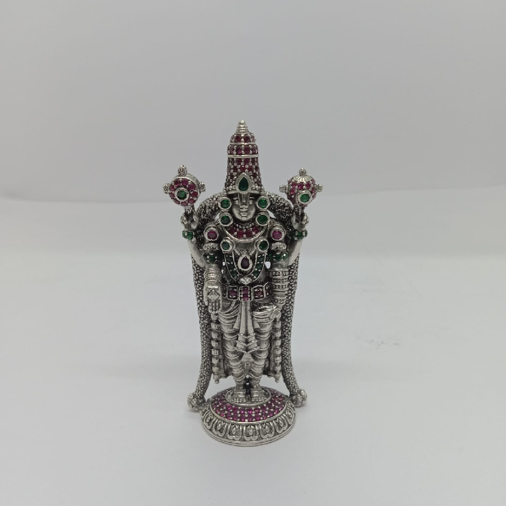 Pure silver idol of tirupati balaji in 3d, stone studded idol
