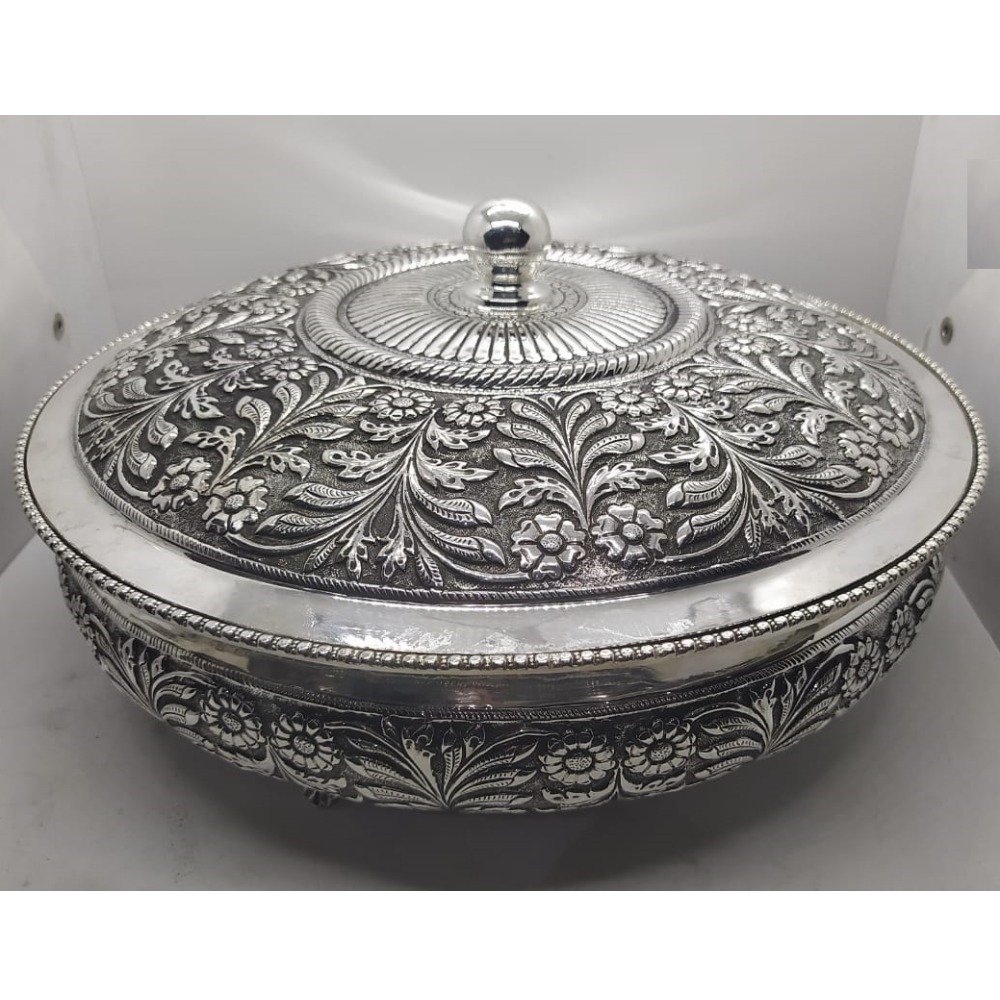 925 Pure Silver Stylish Serving Bowl with Pure Silver Cover PO-147-27