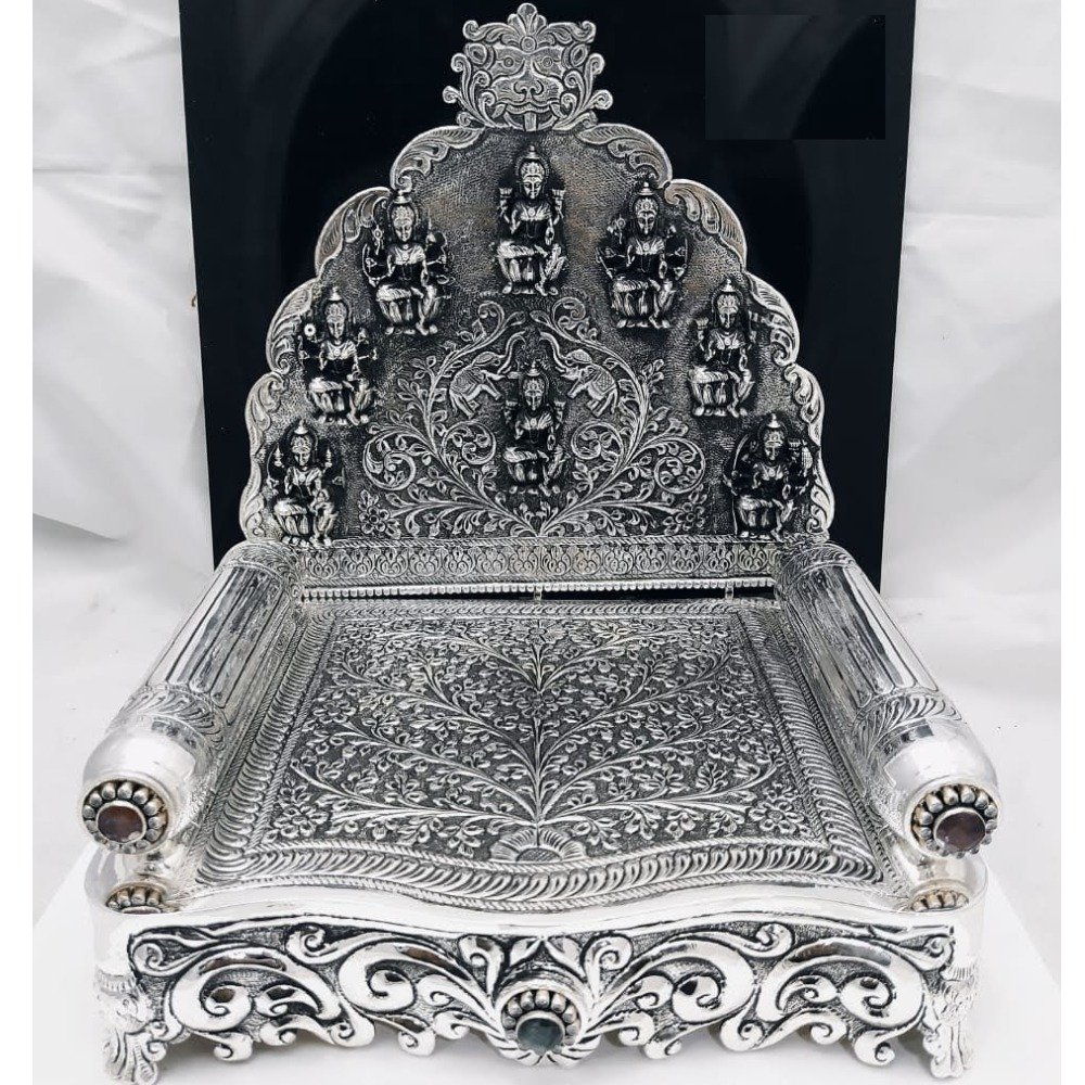 92.5 pure silver AsthaLakshmi singhasan With gemstones pO-141-07