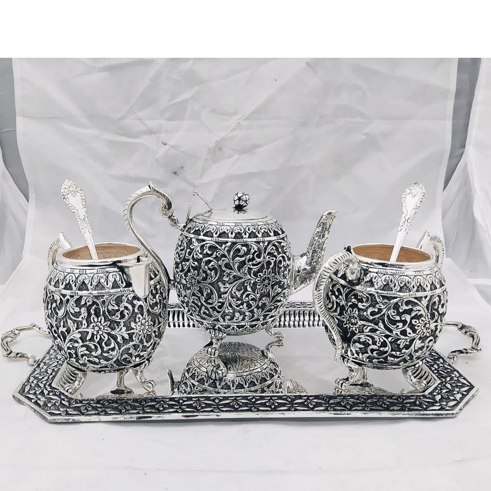 925 Pure Silver Tea Set in Fine Nakashii 4Pcs Set PO-302-01