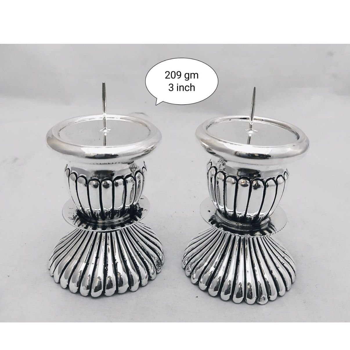 Pure Silver Candle Stand In Antique Nakashii PO-339-02