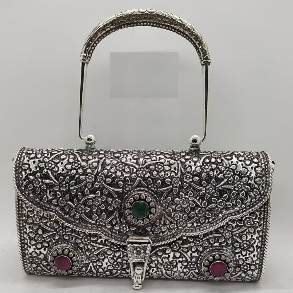 Stylish and 925 Pure Silver Clutch With Handle PO-164-28