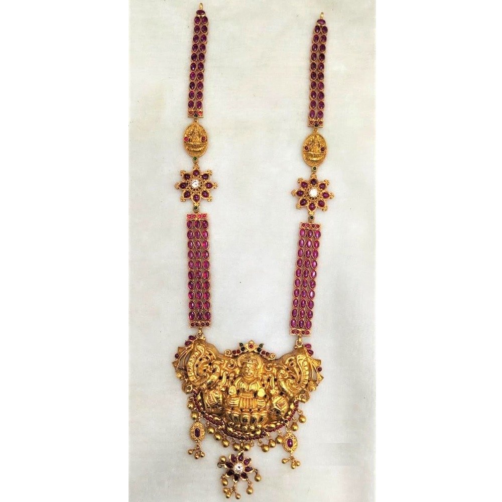 925 Pure Silver Stylish Navratan Necklace In Gold plating PO-216-34