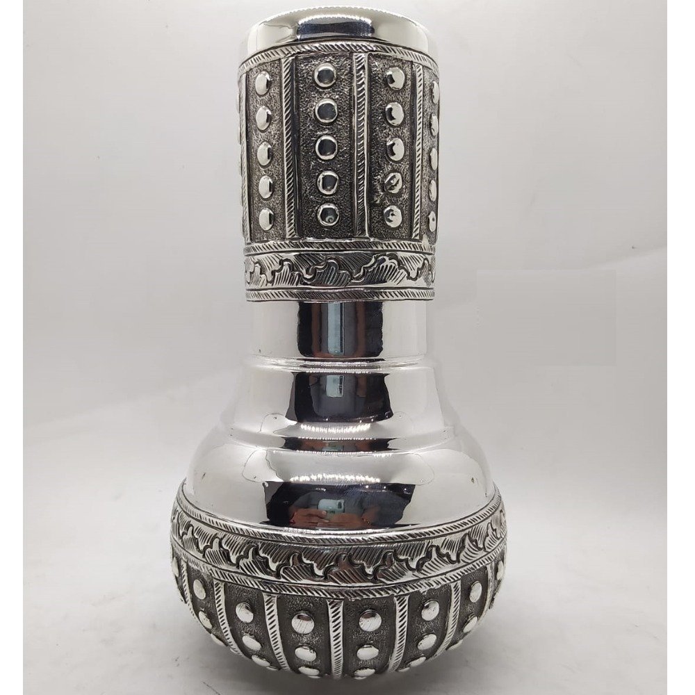 92.5% Pure Silver Designer Kunja Surayi Set with Glass PO-311-18