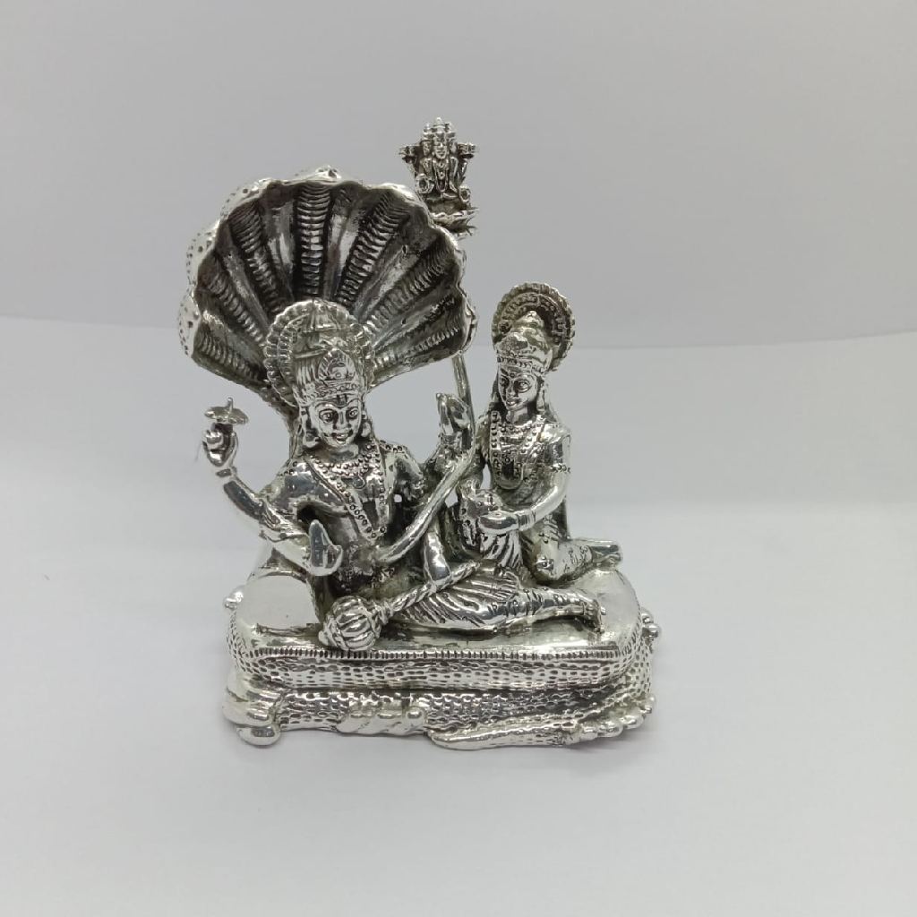 Pure silver idol of vishnu bhagwan in antique polish
