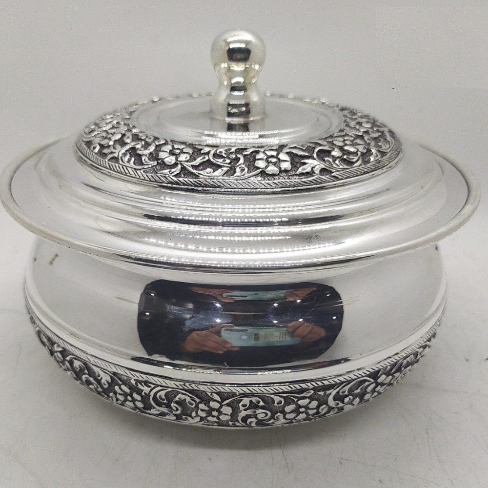925 Pure Silver Serving Bowl with Pure Silver Cover PO-151-03.