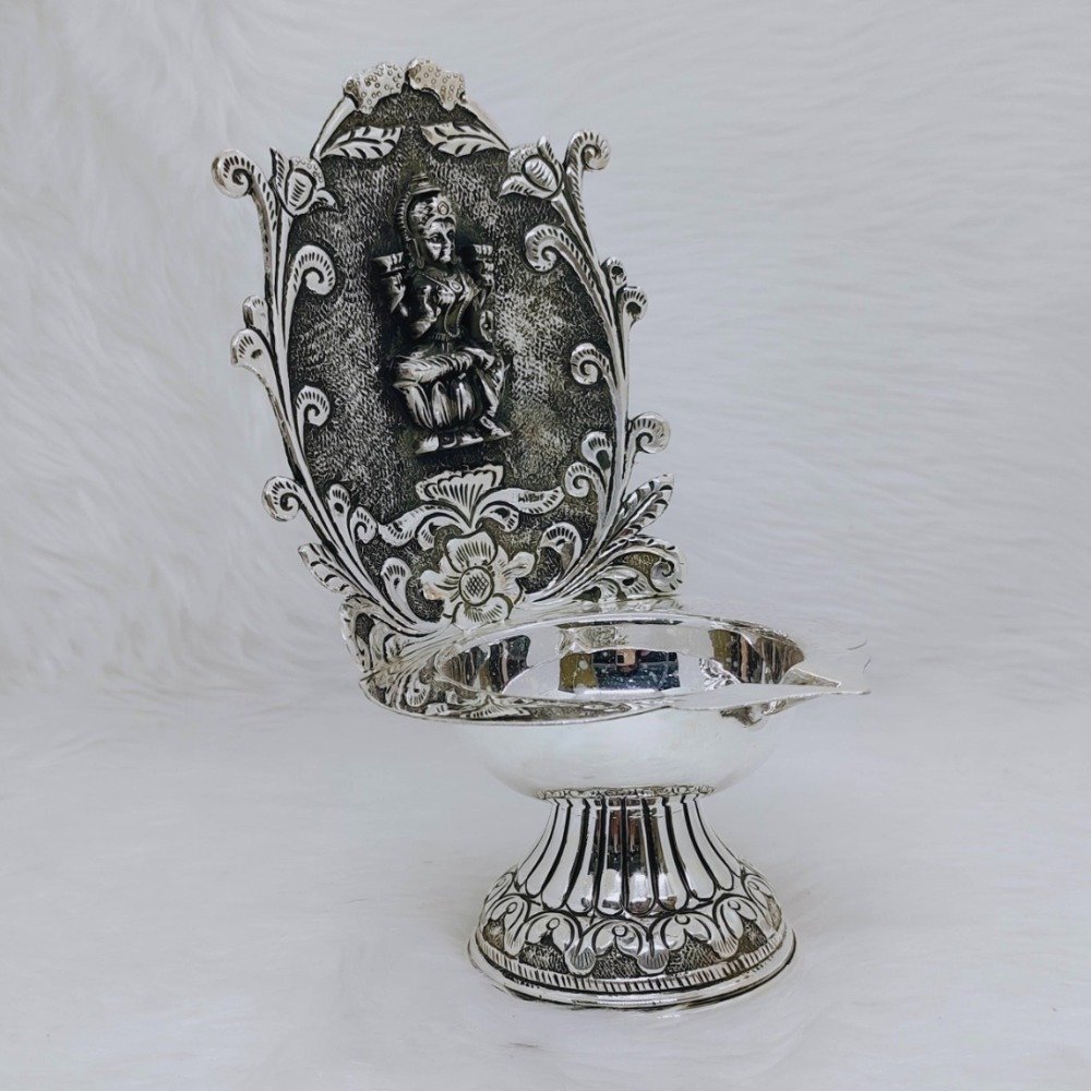 Hallmarked silver laxmi pujan diya in antique finishing po-143-24
