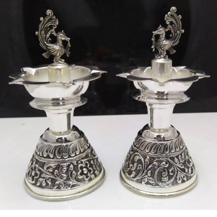 925 pure silver Panchmukhi lamp  in Fine Carvings pO-143-07