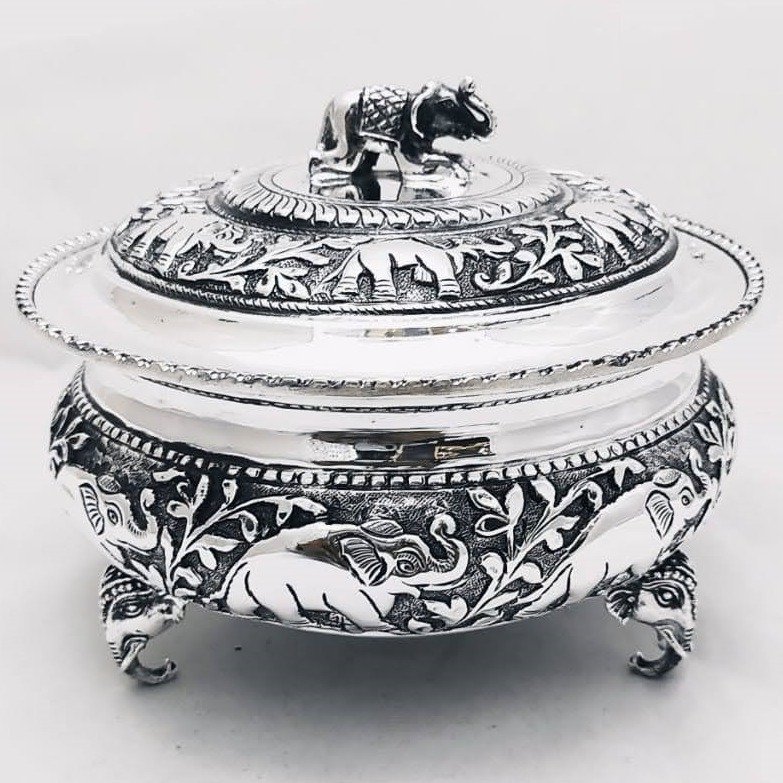 925 Pure Silver Stylish Serving Bowl with Pure Silver Cover PO-147-28